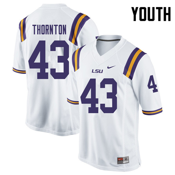 Youth #43 Ray Thornton LSU Tigers College Football Jerseys Sale-White